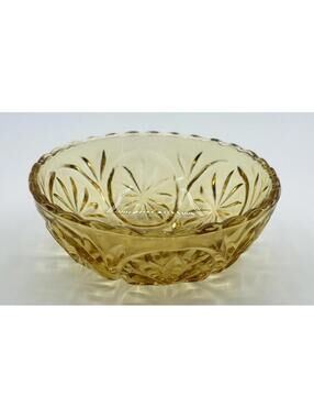 Anchor Hocking Amber Star Cameo Medallion Bowl Vintage Honey Gold Glass